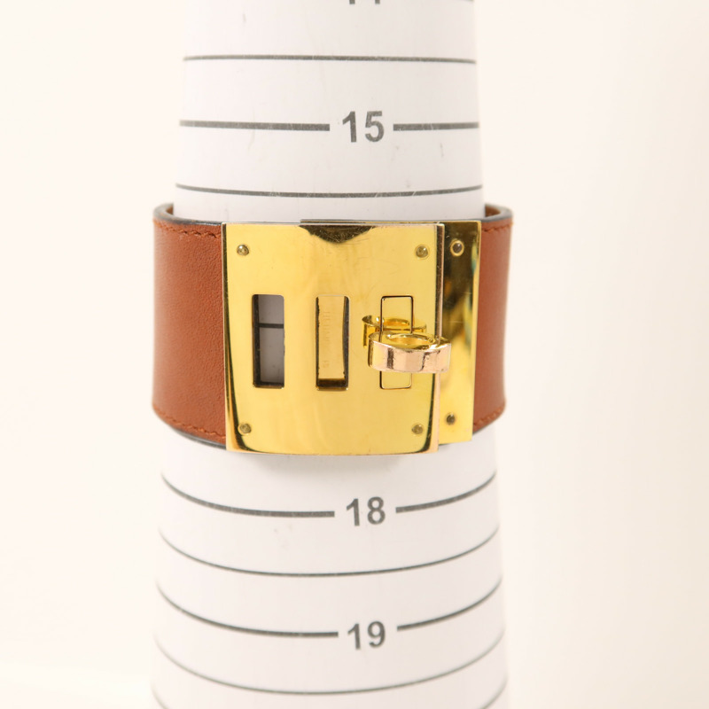 HERMES Swift皮革Kelly Dog Bracelet金扣手鐲-9