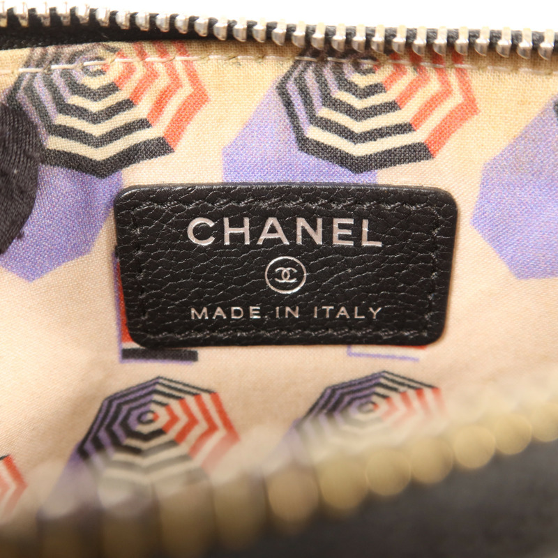 CHANEL 牛皮皮革Mini Pouch銀扣小袋-5