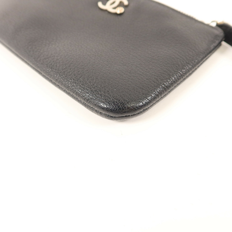 CHANEL 牛皮皮革Mini Pouch銀扣小袋-9