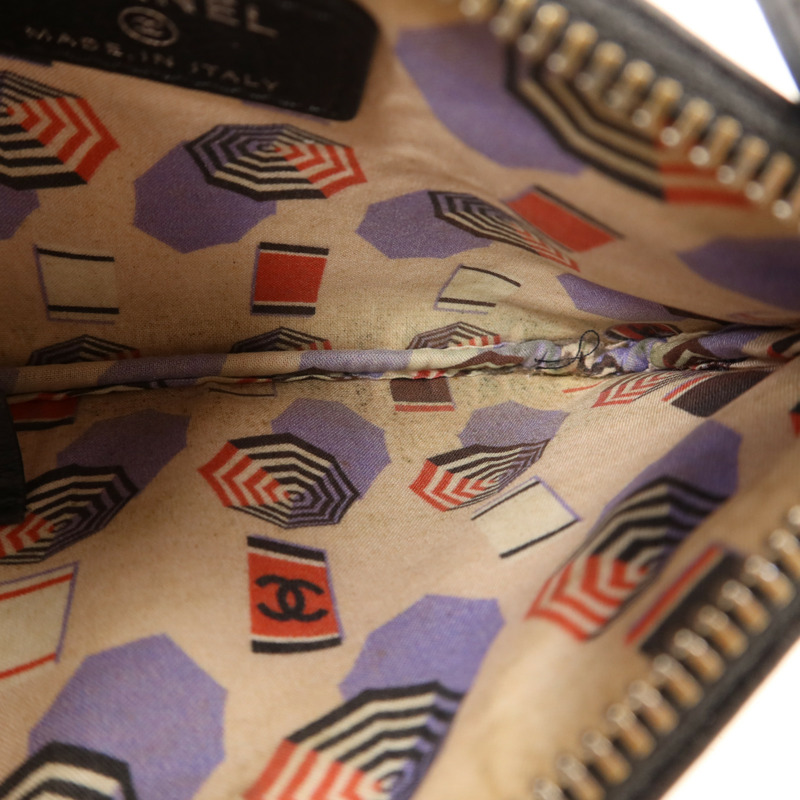 CHANEL 牛皮皮革Mini Pouch銀扣小袋-16