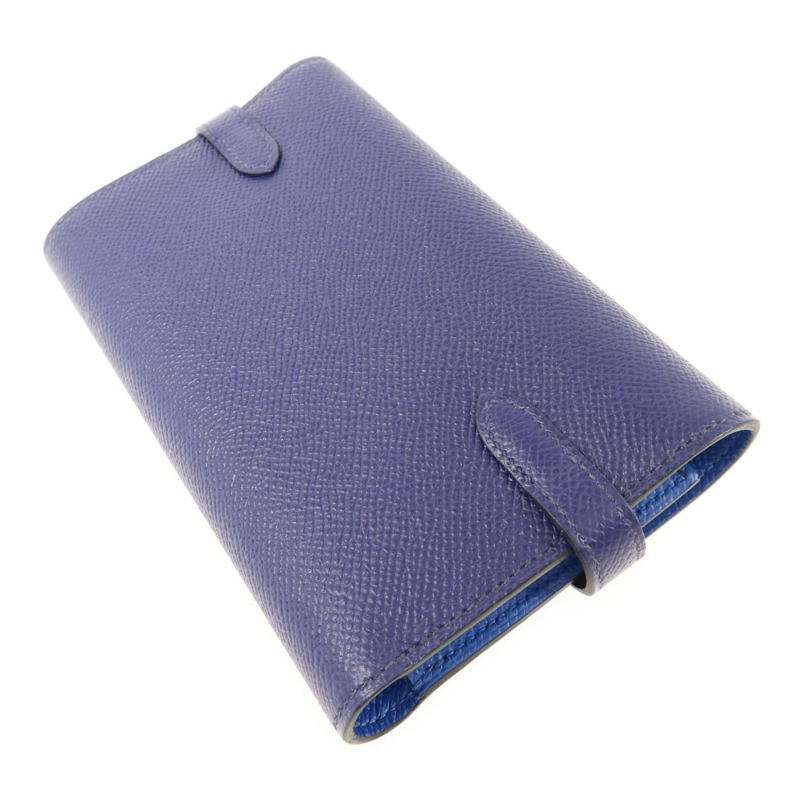 HERMES Epsom皮革Kelly Wallet銀扣錢包Bleu Encre-3