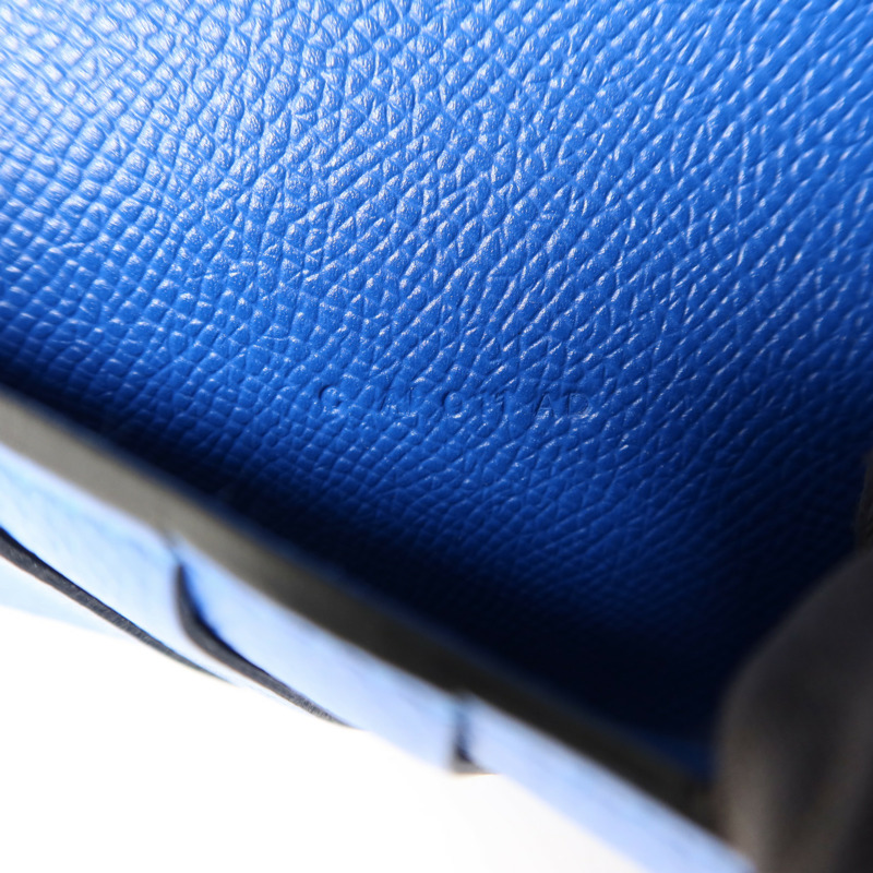 HERMES Epsom皮革Kelly Wallet銀扣錢包Bleu Encre-7