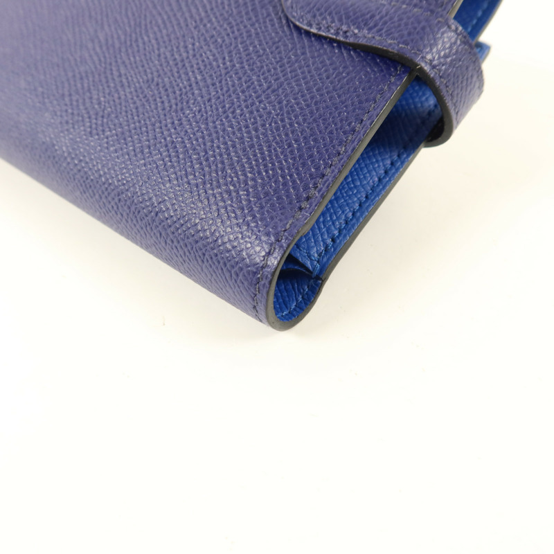 HERMES Epsom皮革Kelly Wallet銀扣錢包Bleu Encre-12