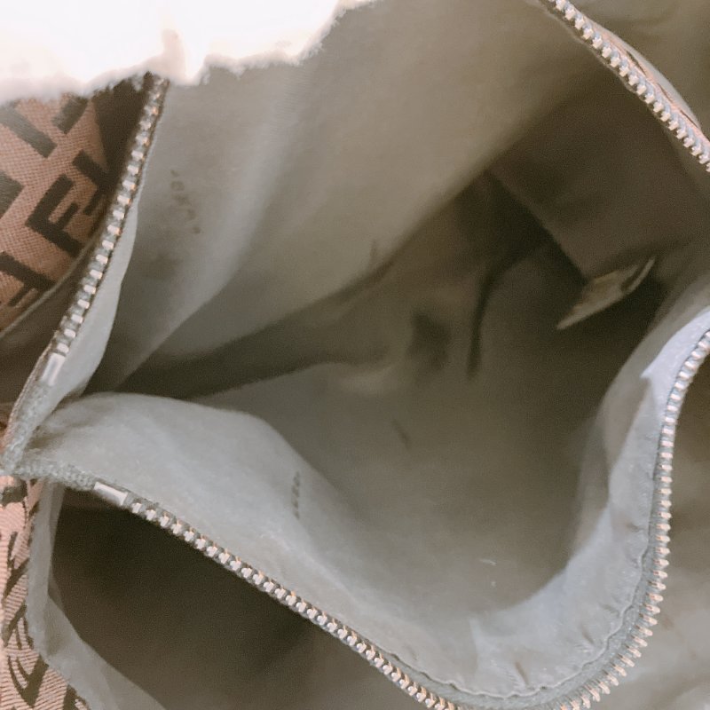 TK1982	芬廸 中古 手提包  Fendi Vintage Small Zucchino Tote Bag Canvas Brown-7