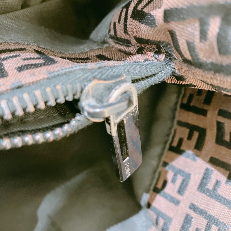 TK1982	芬廸 中古 手提包  Fendi Vintage Small Zucchino Tote Bag Canvas Brown-8