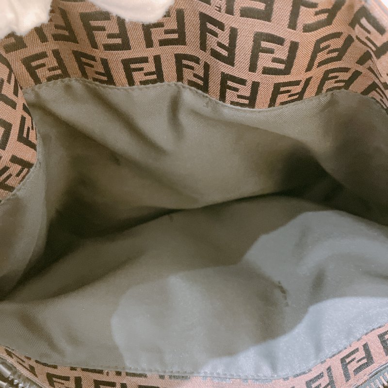 TK1982	芬廸 中古 手提包  Fendi Vintage Small Zucchino Tote Bag Canvas Brown-19