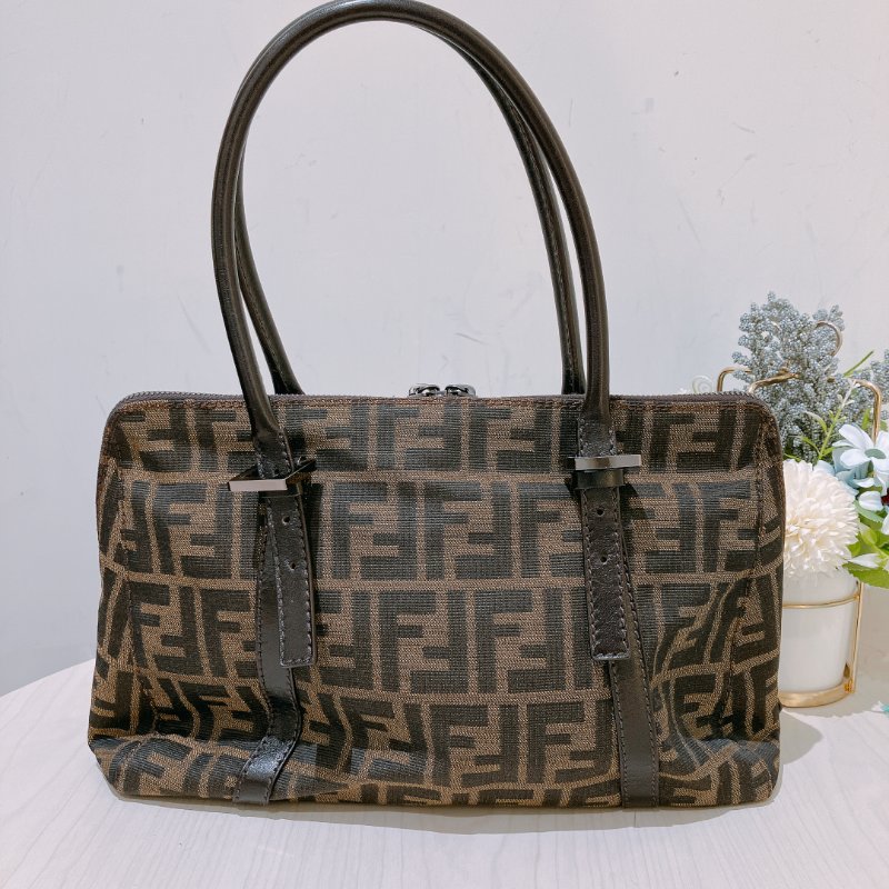 TK1983	 Fendi Vintage Zucca Buston Handle Bag Canvas Brown-5
