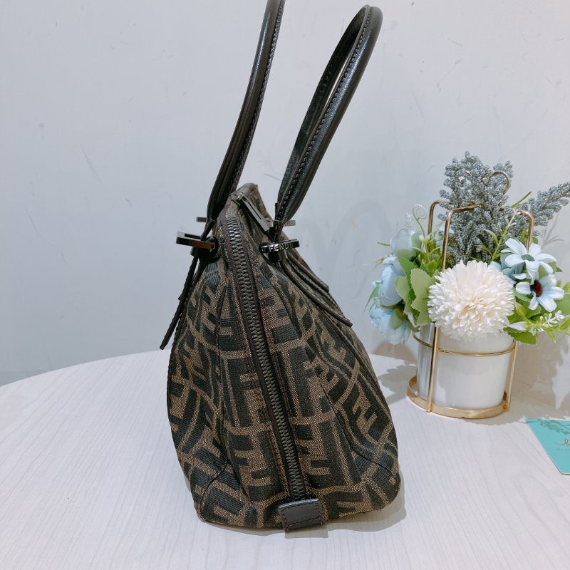 TK1983	 Fendi Vintage Zucca Buston Handle Bag Canvas Brown-7
