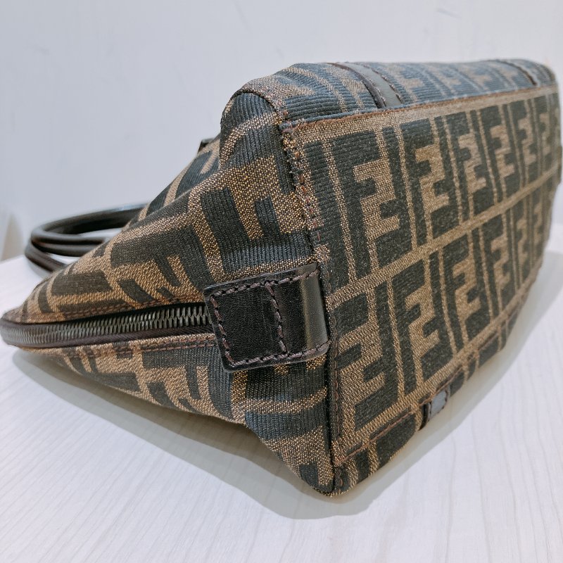TK1983	 Fendi Vintage Zucca Buston Handle Bag Canvas Brown-8