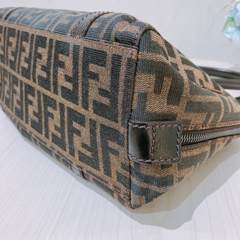 TK1983	 Fendi Vintage Zucca Buston Handle Bag Canvas Brown-9