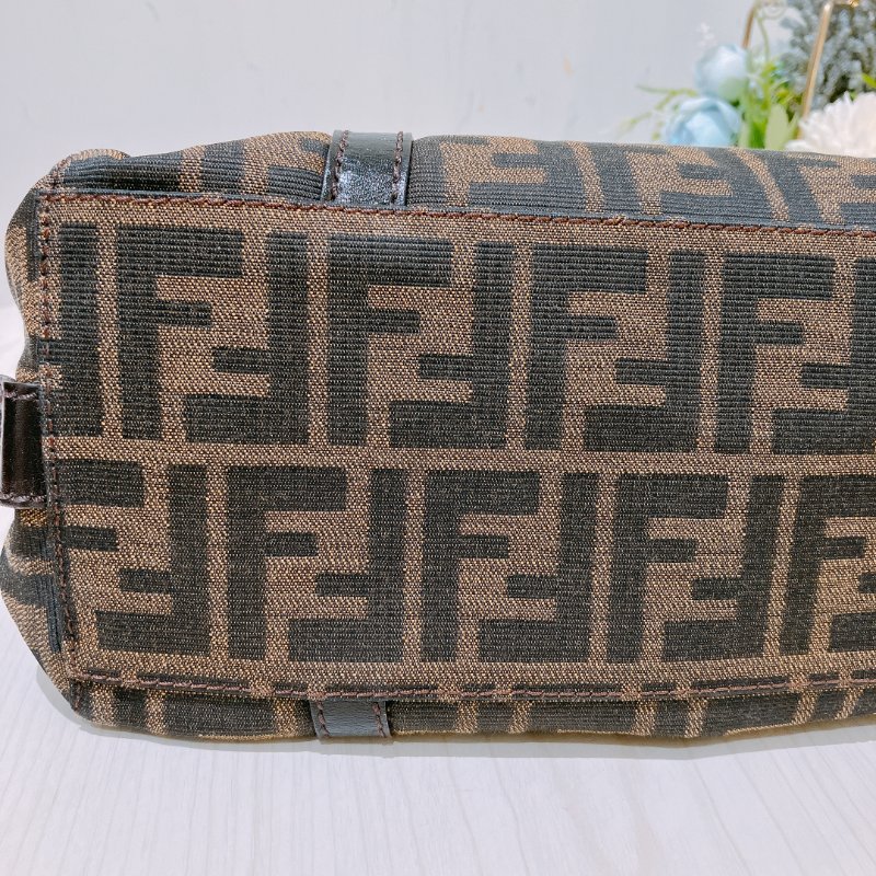 TK1983	 Fendi Vintage Zucca Buston Handle Bag Canvas Brown-11