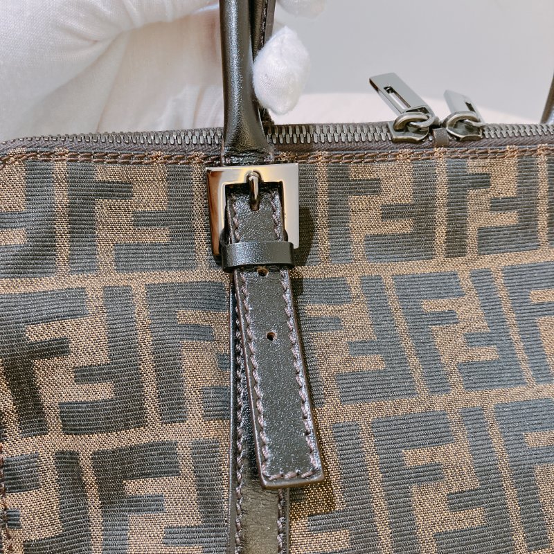 TK1983	 Fendi Vintage Zucca Buston Handle Bag Canvas Brown-12
