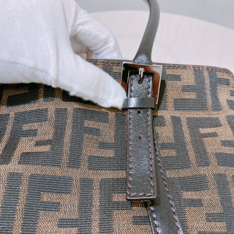 TK1983	 Fendi Vintage Zucca Buston Handle Bag Canvas Brown-13