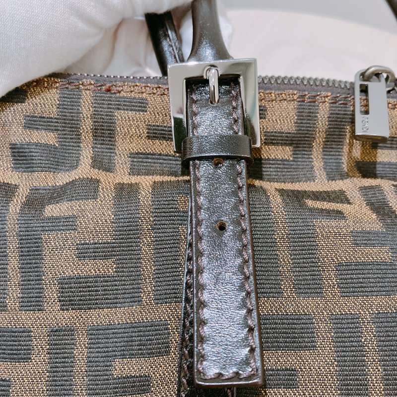 TK1983	 Fendi Vintage Zucca Buston Handle Bag Canvas Brown-14