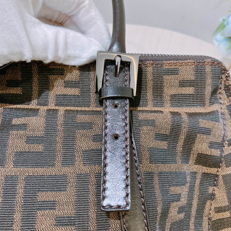 TK1983	 Fendi Vintage Zucca Buston Handle Bag Canvas Brown-15