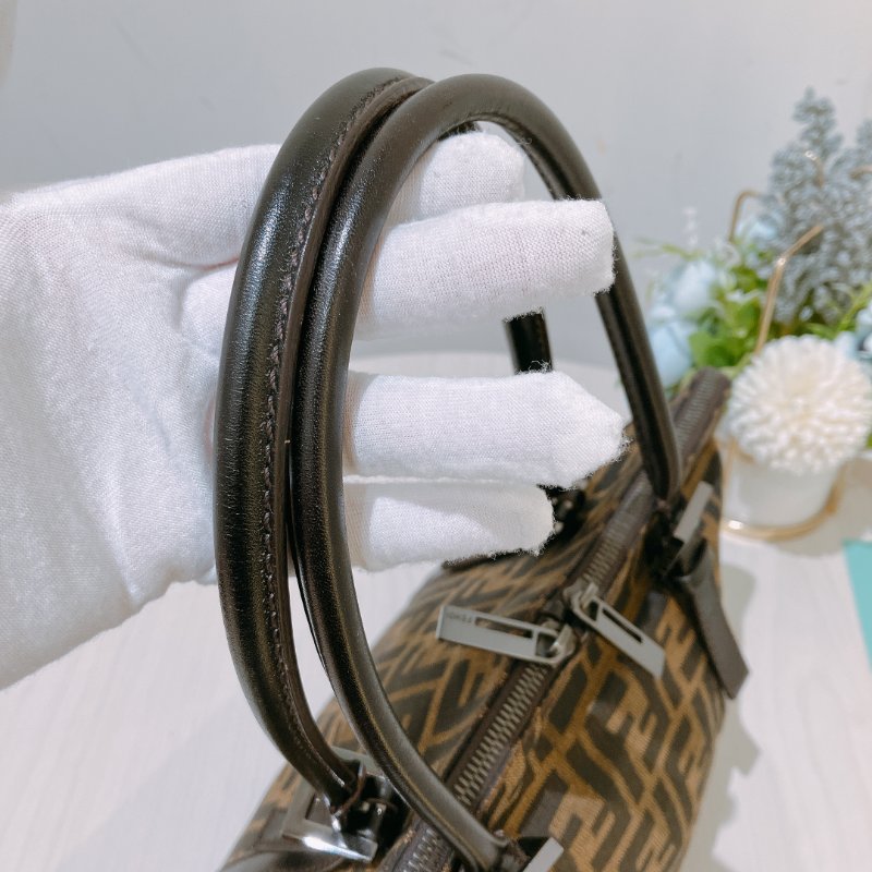 TK1983	 Fendi Vintage Zucca Buston Handle Bag Canvas Brown-16