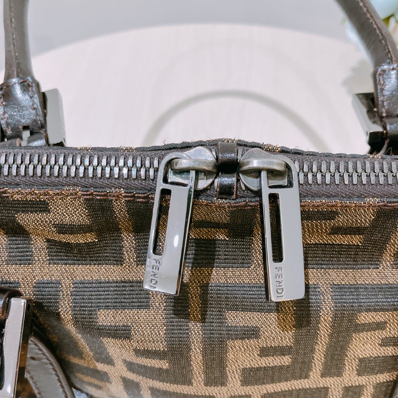 TK1983	 Fendi Vintage Zucca Buston Handle Bag Canvas Brown-17