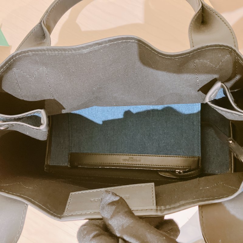 TK1984	 巴黎世家 牛仔布拼牛皮 手提袋  Balenciaga Cabas  S Tote Bag Denim Navy x Black-10