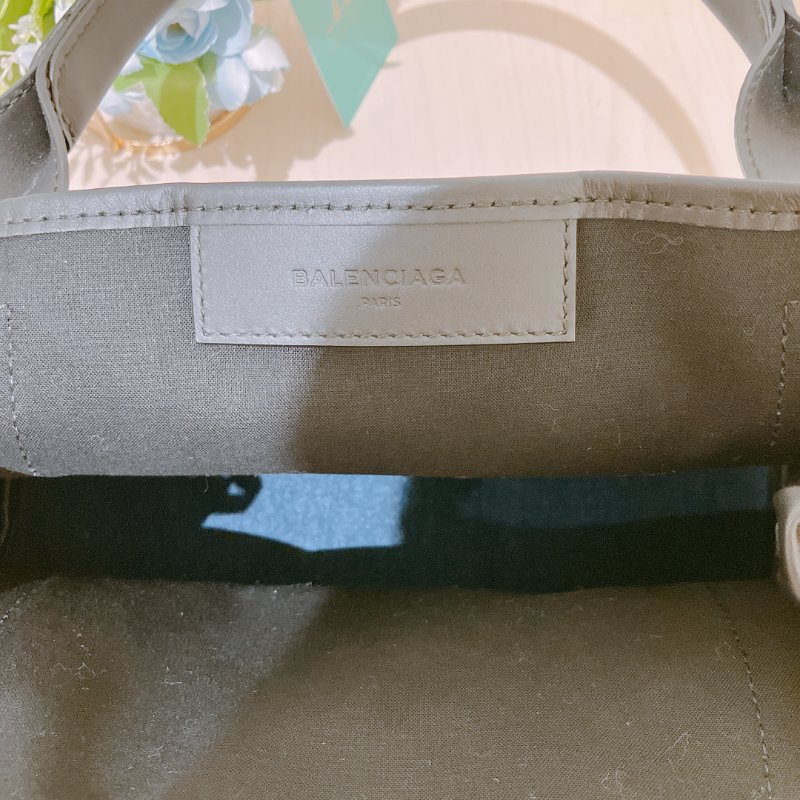 TK1984	 巴黎世家 牛仔布拼牛皮 手提袋  Balenciaga Cabas  S Tote Bag Denim Navy x Black-14