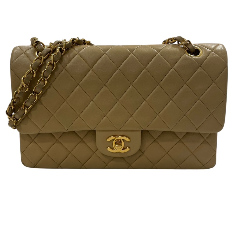 CHANEL 香奈兒 MATELASSE CF25 肩背包 羊皮 奶茶色 金釦-0