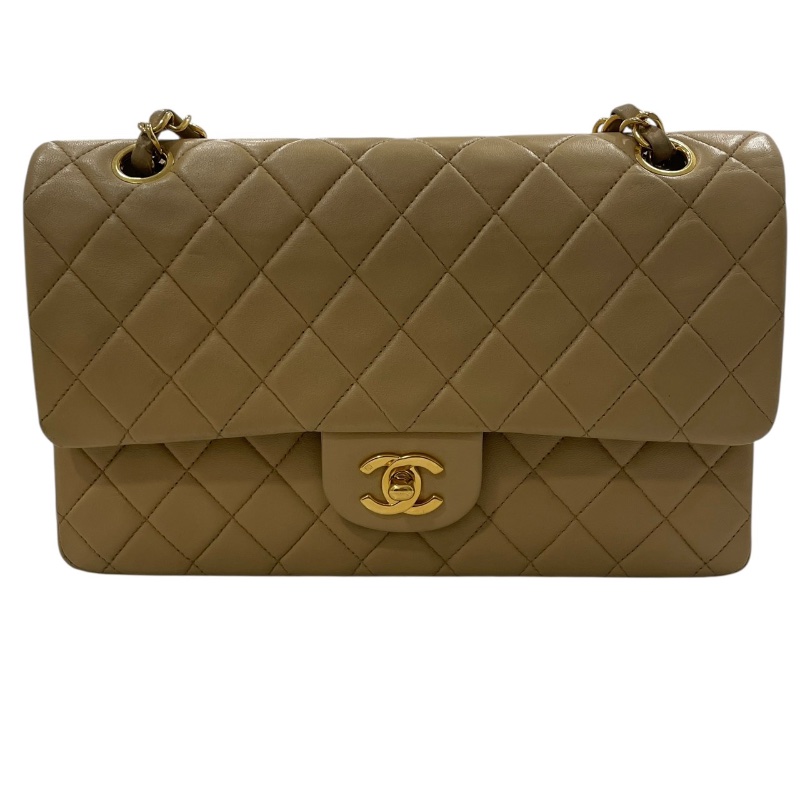 CHANEL 香奈兒 MATELASSE CF25 肩背包 羊皮 奶茶色 金釦-1