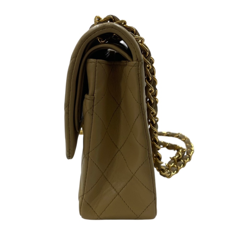 CHANEL 香奈兒 MATELASSE CF25 肩背包 羊皮 奶茶色 金釦-4