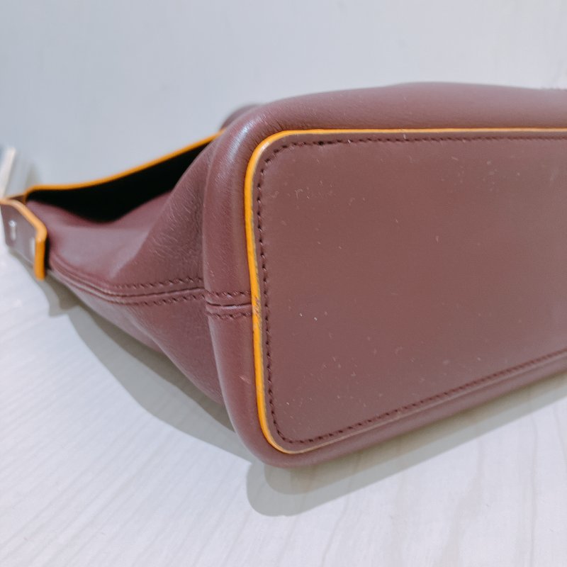 TK1981	 Loewe Vintage Flap Shoulder Bag Lambskin Red x Yellow-5