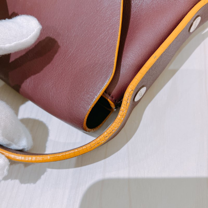 TK1981	 Loewe Vintage Flap Shoulder Bag Lambskin Red x Yellow-18