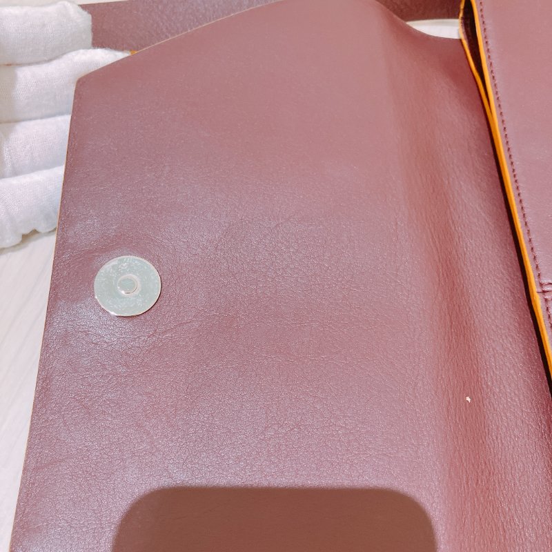 TK1981	 Loewe Vintage Flap Shoulder Bag Lambskin Red x Yellow-19