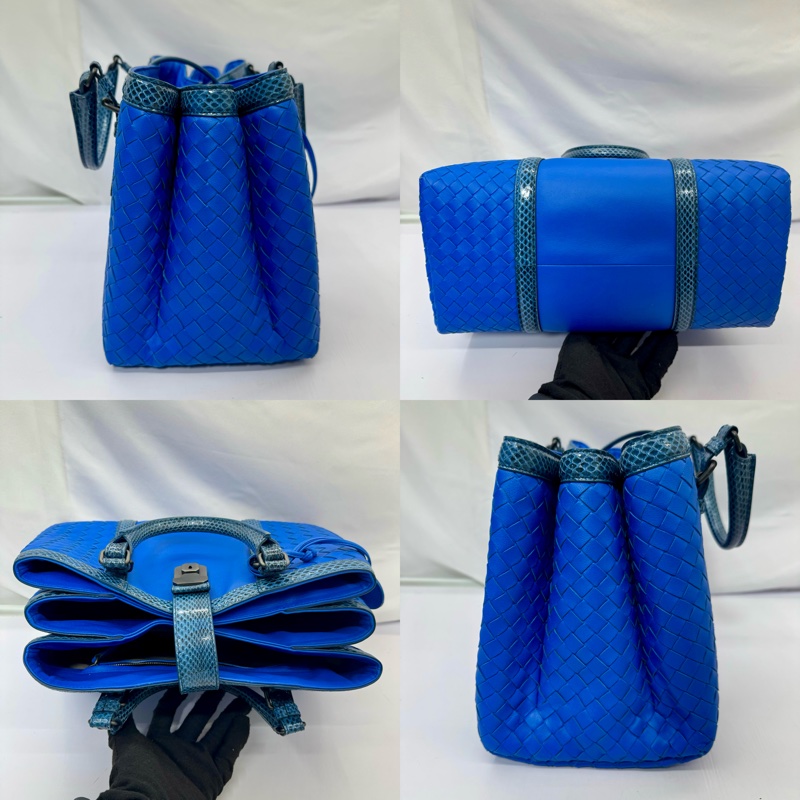 寶緹嘉 BOTTEGA VENETA  羅馬系列雙用藍色蟒蛇皮手提／肩背包 附鏡子 ROMA PYTHON B05217594B W/MIRROR-3