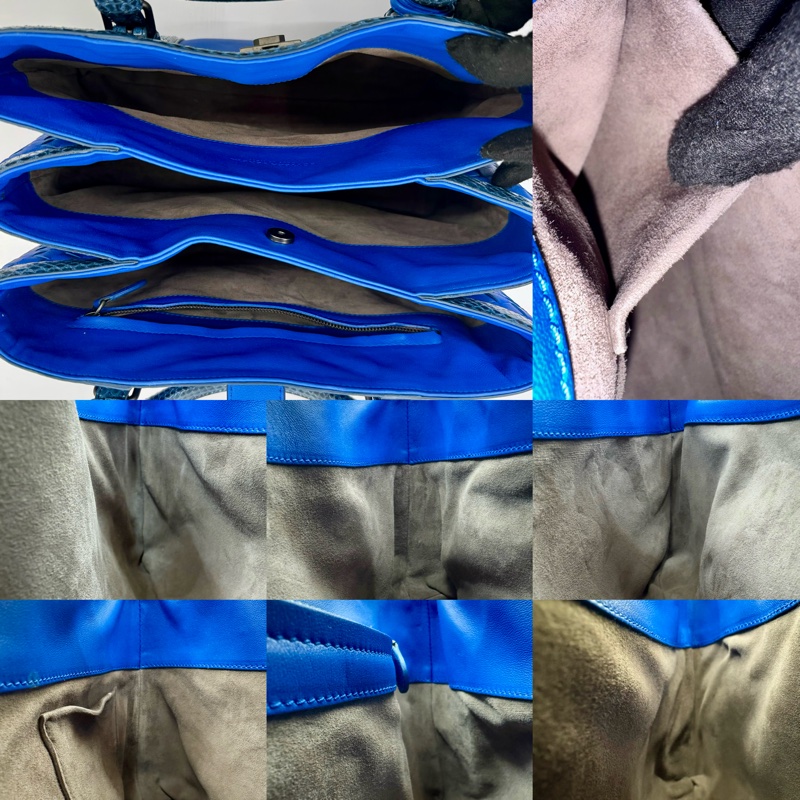 寶緹嘉 BOTTEGA VENETA  羅馬系列雙用藍色蟒蛇皮手提／肩背包 附鏡子 ROMA PYTHON B05217594B W/MIRROR-7