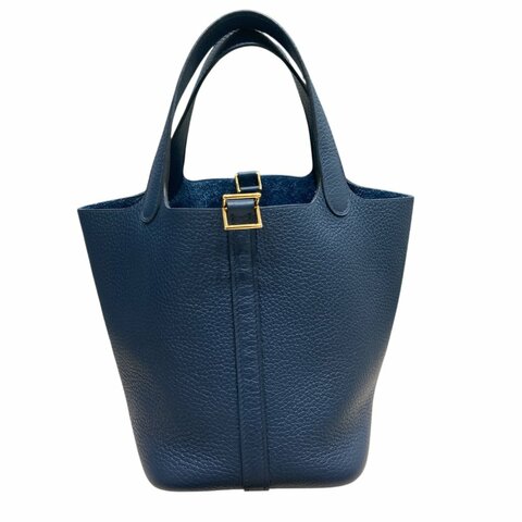 HEREMS 愛馬仕 PICOTIN 18 菜籃子 TC皮 藏青色 金扣