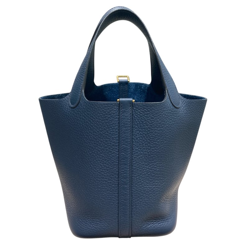 HEREMS 愛馬仕 PICOTIN 18 菜籃子 TC皮 藏青色 金扣-1