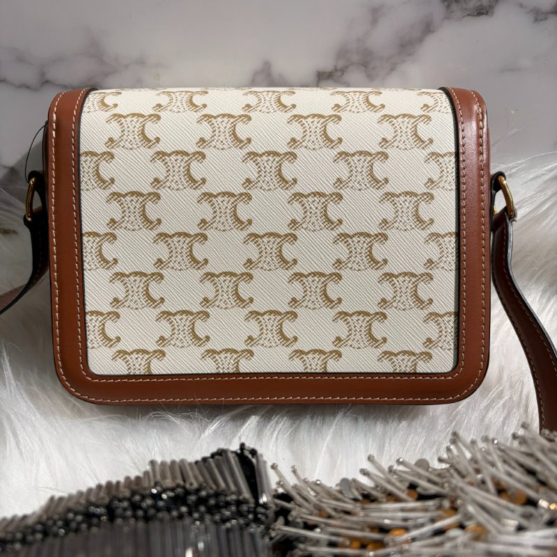 CELINE 拼接牛皮凱旋門包斜扣背包-2