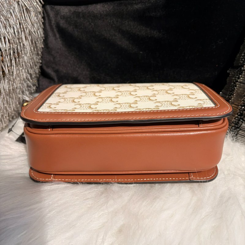 CELINE 拼接牛皮凱旋門包斜扣背包-3