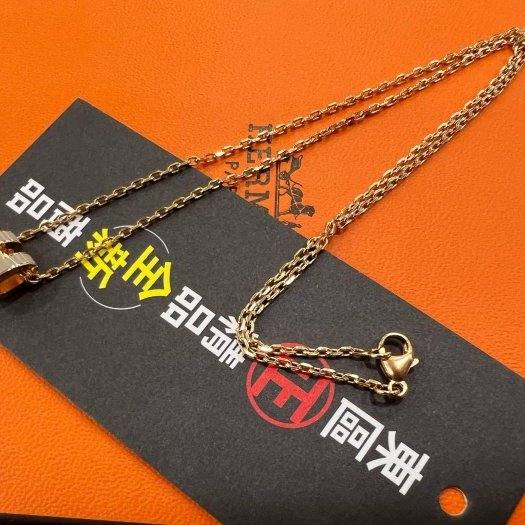 東區正精品㊣HERMES MINI POP H 全新愛馬仕大象灰色墜飾玫瑰金鍊琺瑯立體鏤空項鍊迷你款 RZ6327-4