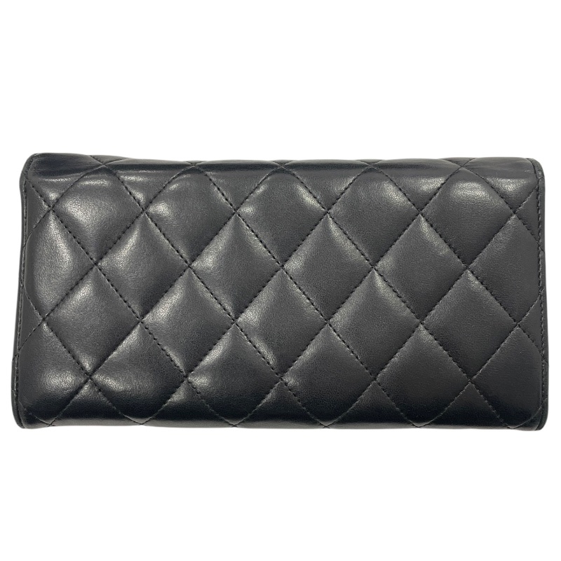 CHANEL 香奈兒 MATELASSE 長夾 羊皮 黑色 金釦-1