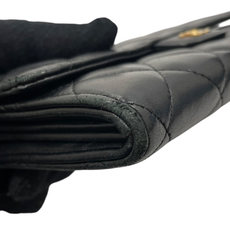 CHANEL 香奈兒 MATELASSE 長夾 羊皮 黑色 金釦-5