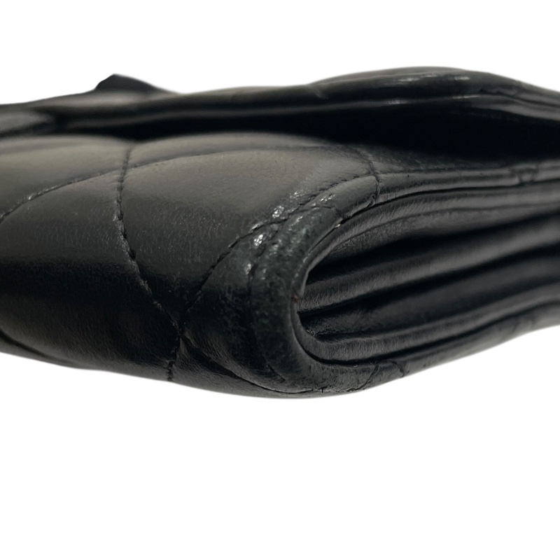 CHANEL 香奈兒 MATELASSE 長夾 羊皮 黑色 金釦-6