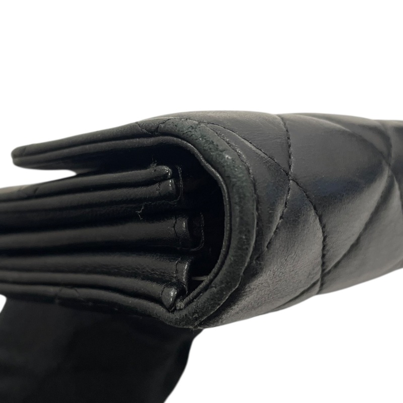 CHANEL 香奈兒 MATELASSE 長夾 羊皮 黑色 金釦-7