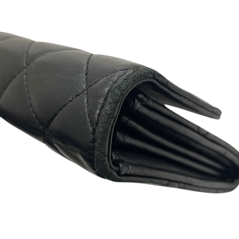 CHANEL 香奈兒 MATELASSE 長夾 羊皮 黑色 金釦-8