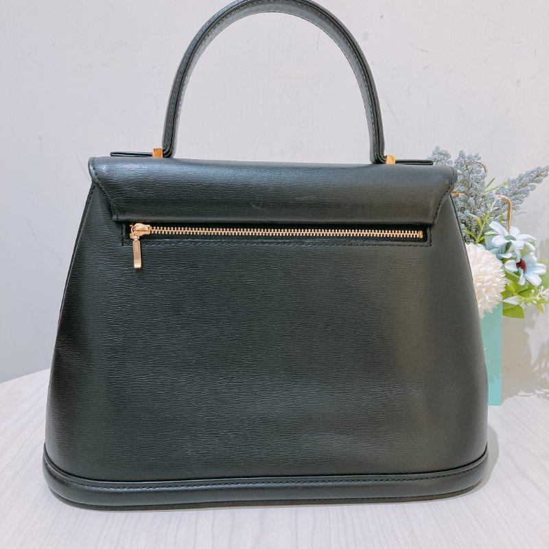 TK1985	華倫天奴 中古 黑色 手提包 Valentino Vintage Twist Lock Bag Clafskin Black x GHW #No Number-2