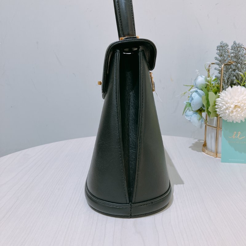 TK1985	華倫天奴 中古 黑色 手提包 Valentino Vintage Twist Lock Bag Clafskin Black x GHW #No Number-3