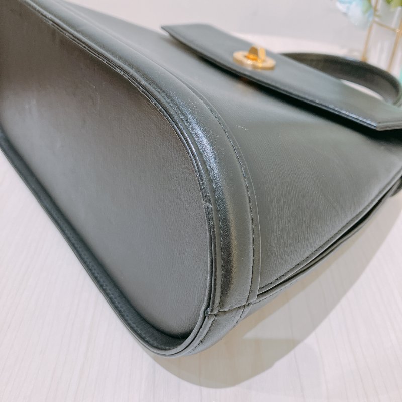TK1985	華倫天奴 中古 黑色 手提包 Valentino Vintage Twist Lock Bag Clafskin Black x GHW #No Number-7