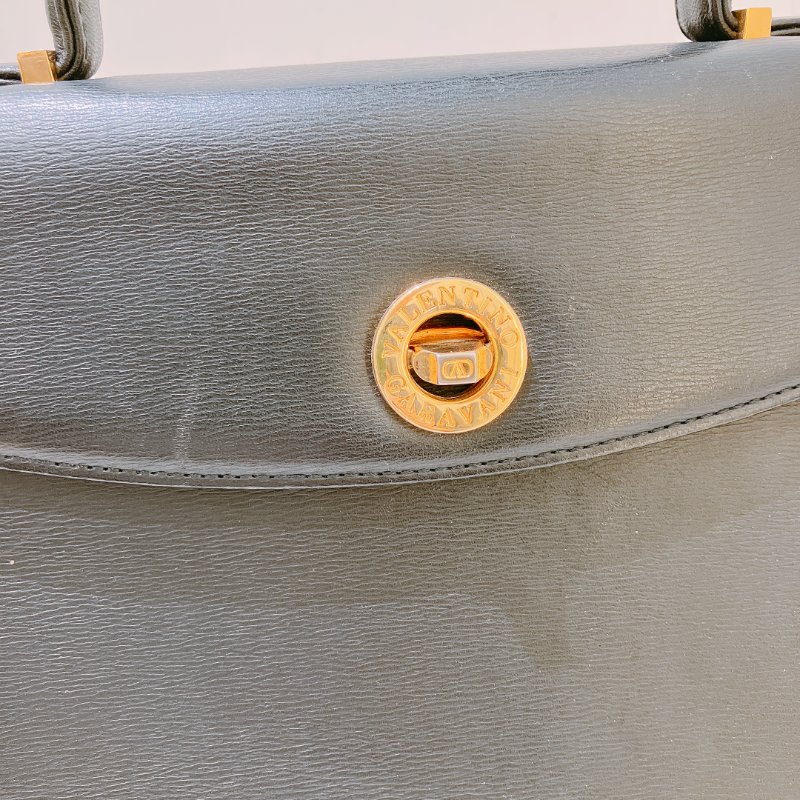 TK1985	華倫天奴 中古 黑色 手提包 Valentino Vintage Twist Lock Bag Clafskin Black x GHW #No Number-13