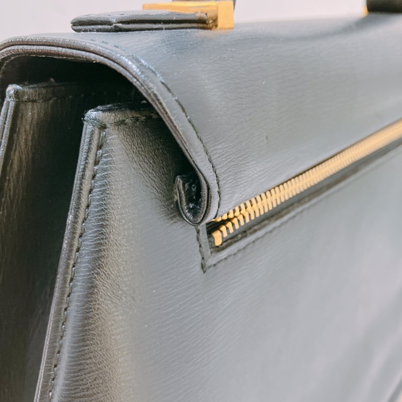 TK1985	華倫天奴 中古 黑色 手提包 Valentino Vintage Twist Lock Bag Clafskin Black x GHW #No Number-18