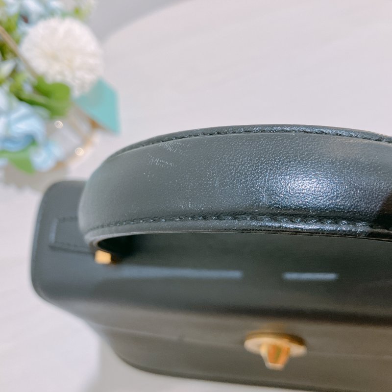 TK1985	華倫天奴 中古 黑色 手提包 Valentino Vintage Twist Lock Bag Clafskin Black x GHW #No Number-24