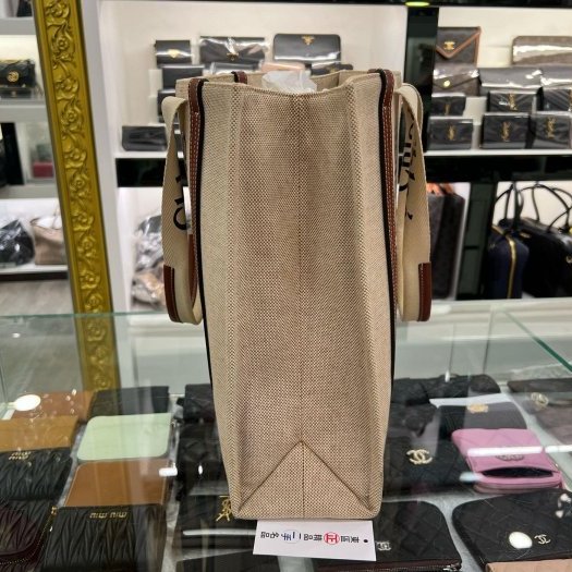 東區正精品㊣Chloe Woody tote 焦糖色邊帆布托特包肩背包手提包購物袋大款 RZ6326-1
