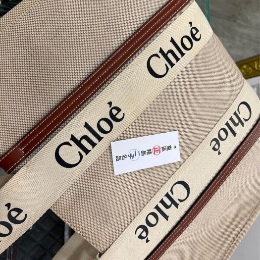東區正精品㊣Chloe Woody tote 焦糖色邊帆布托特包肩背包手提包購物袋大款 RZ6326-3