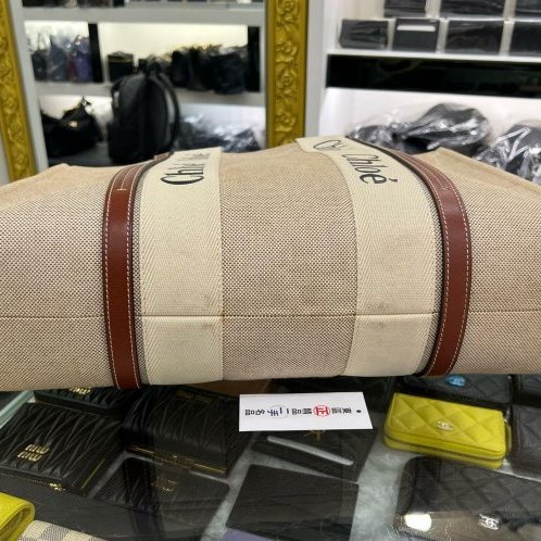 東區正精品㊣Chloe Woody tote 焦糖色邊帆布托特包肩背包手提包購物袋大款 RZ6326-6